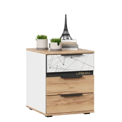 Urban LD.528120.000 Bedside cabinet (White/Black/Golden Oak )