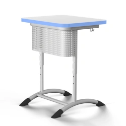 Single-seat height-adjustable pupil's table with adjustable table top tilt, SURN-1