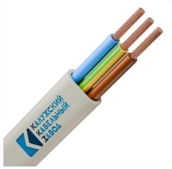 Wire with copper conductors with insulation and sheathing made of polyvinylchloride plasticate, flat, flexible, PBGVVV grade.