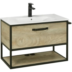 Undermount sink cabinet Aquaton Lofte Fabrik 80 oak endgrain 1A242401LTDU01.A242.4.01L.TDU.0