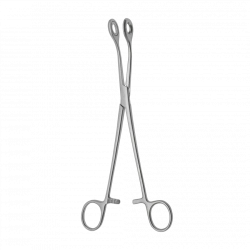 TSH-04-048-21,5 Ended haemorrhoidal forceps, curved on plane, 215 mm