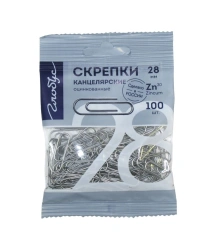 Paper clips 28 mm 100 pcs. galvanised, packet with Euro suspension