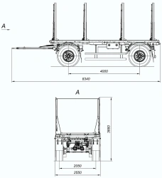 Biaxial 8465-40S sorting trailer with CEYLAN AS-1210-225-ST-OV axles with load capacity 12 tonnes