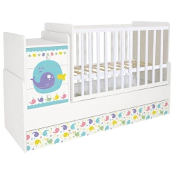 Polini Kids Simple 1100 Sea Story Crib, white, article number 0001442.9.5