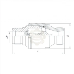 Non-return direct flow bronze union valve DN 20 PN 6,4 MPa (64 kgf/cm2) IPLT.494311.001 Basic material BrAMts9-2 GOST