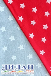 Mixed knitted fabric (47.5% cotton, 47.5% polyester, 5% polyurethane) smoothly dyed, printed: fouter.