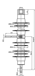 Insulator fixing rod insulator with ribbed sheath from silicon-organic rubber FSPKr 160-3/0,6-0,4-NVO