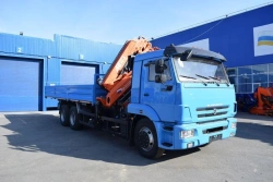 Crane-manipulator automobile (flatbed); Flatbed truck with CMU, UZST brand, type UZST04, modification 483V-42 on KAMAZ chassis