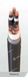 Power cable with copper conductors insulated with cross-linked polyethylene for voltage 6, 10, 15, 20, 30 and 35 kV of PvKsVng(A