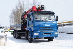 Special vehicle with hydraulic loading crane of KMA type on the basis of KAMAZ 43118 and its modifications 41K12N-UF