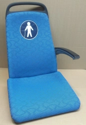 Passenger seat with hand rail, left armrest, pictogram for passengers with reduced mobility L01R35.6820035-01
