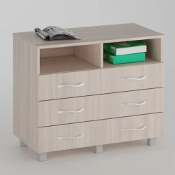 Deskside cabinet with 3 drawers, 2 niches
