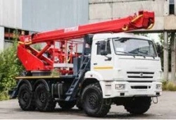 Self-propelled boom lift with working platform PSS-141.29E based on KAMAZ 43253-G5, 43502-D5, 43118-A5, 43118-50, 4311 chassis.