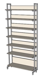 One-sided library shelving unit