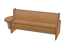 Sofa ''Cheburashka'' No. 2 with one side seat. (wood) H260/ NM21
