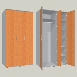 Wardrobe for clothes and documents three-door two-section SHGK-1