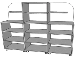 Play wall with shelves