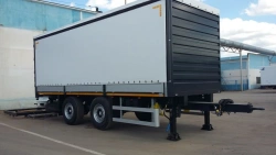 Trailer 8723 (modification 8723N2-51.00.00.000 flatbed trailer, with awning, frame and rear swinging doors)