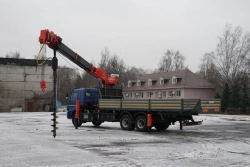 Special purpose vehicle with MKMA type hydraulic loading crane on the basis of KAMAZ 65117 and its modifications 64K36N-U7