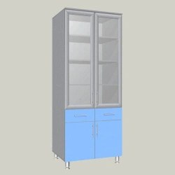 General-purpose cupboard with two glass doors in frame profile model MSHR-8
