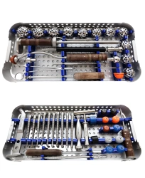 Set of medical instruments for implantation of hip joint endoprostheses
