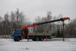 Special purpose vehicle with KMA type hydraulic loading crane on the basis of KAMAZ 65117 and its modifications 64K32N-UL