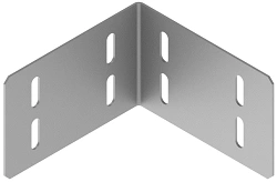 Corner connector SLUSKTI 000, with overall dimensions from 100x100x81 mm to 100x100x106 mm, with metal thickness from 2,0 mm to