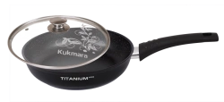 Cast aluminium 280mm frying pan (with non-stick coating) TM Kukmara, with Bakelite handle, glass lid, line "Marble I".