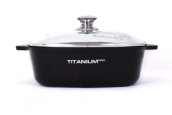 Cast aluminium 5L roasting pan (with non-stick coating) TM Kukmara, with glass lid, "Titanium Pro" line