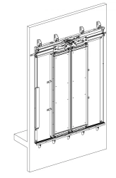 Elevator shaft doors with rated fire resistance limit, double-leaf horizontal-sliding with thermal insulation of sashes: central