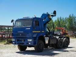 Special purpose vehicle with KMA type hydraulic loading crane on the basis of KAMAZ 43118 and its modifications 41K33N-UM