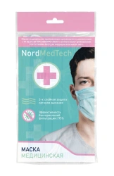 Disposable medical mask of MOM-1 model NordMedTech (1 piece in a Euro-suspended bag)