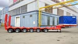 Semitrailer Politrans 94186-012; In the version metal platform with a loading platform with ramps with a flatbed platform in the