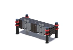 Horizontal gymnastics bench with measuring rulers