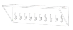 Hanging coat rack with hooks for clothes and shelf for hats