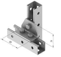 Plate angle 90 degrees 3 holes SMA 619, with overall dimensions 80x54 mm, with metal thickness 5,0 mm, thermal diffusion