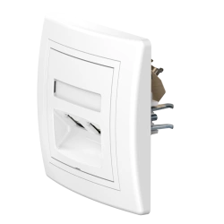 CADUCEUS ALING PRESTIGE Flush-mounted double computer socket with Keystone RJ45 8P8C cat.5e FTP modules, white, Art. no. 601. 61