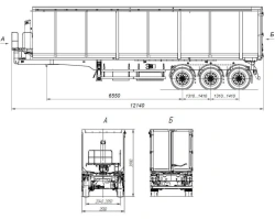 Tipper semi-trailer AM9564-05S with axles CEYLAN AS-1210-225-ST-OV with load capacity 12 tonnes