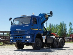 Special purpose vehicle with hydraulic loading crane of KMA type on the basis of KAMAZ 5350 and its modifications 51K12N-UM