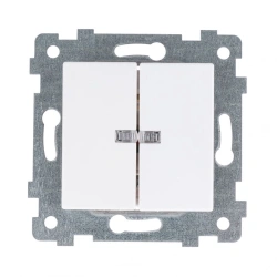 "AKSIOMA" Switch mechanism of two-key switch with lightind. C510-450, colour white