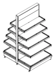 Shelving unit of the fourth type, double-sided, straight (island) ST4-OS