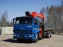 Special purpose vehicle with KMA type hydraulic loading crane on the basis of KAMAZ 65117 and its modifications 64K02N-UB