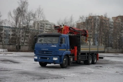 Special purpose vehicle with MKMA type hydraulic loading crane on the basis of KAMAZ 65117 and its modifications 64K05N-UH