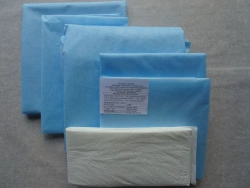 Bed linen set made of nonwoven polypropylene material, for critically ill patients, "Larix".