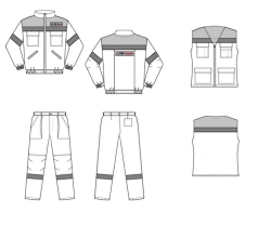 Women's suit (jacket, dungaree, waistcoat) for protection against general industrial contamination and mechanical effects (true