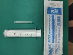 Injection syringe two-detail single use sterile 20B "Luer" with needle .