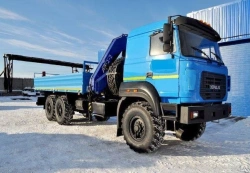 Flatbed, type 6YN31 of modification 6Y211F with CMU produced by Ural Lifting Mechanisms Plant LLC (UZPM LLC) for