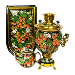 Set of electric samovar 3 litres with artistic painting