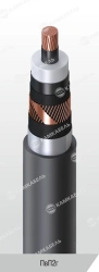 Power cable with copper core insulated with cross-linked polyethylene for voltage 64/110 and 127/220 kV of PvP2g grade