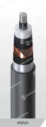 Power cable with aluminium core insulated with cross-linked polyethylene for voltage 64/110 and 127/220 kV of APvPu2g grade